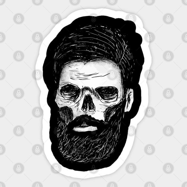 Skull with beard Sticker by DeathAnarchy